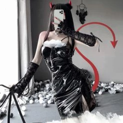 Unzzy Cosplay Little Devil Leather DRESS (2-PIECE SET） KF82468 HOT SALE