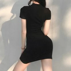 Unzzy Women's Split Short Sleeve Hip Dress KF81825