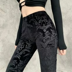 Unzzy Black Velvet Pants KF81819