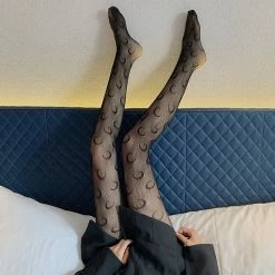 Unzzy Moon Print Fishnet Stockings KF82409