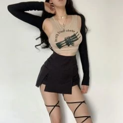 Unzzy Sexy Black Culottes KF81636 7 Unzzy Sexy Black Culottes KF81636