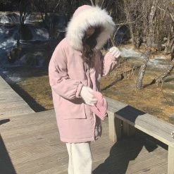 Unzzy Pink Plush Hooded Jacket KF82425