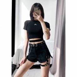 Unzzy Punk Black Shorts KF81003 HOT SALE
