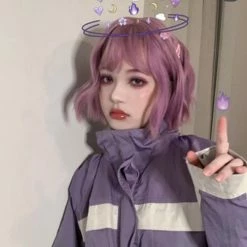 Unzzy HOT SALE Purple Short Curly Wig KF81395