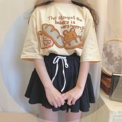 Unzzy HOT SALE Apricot Cartoon T-Shirt KF9257