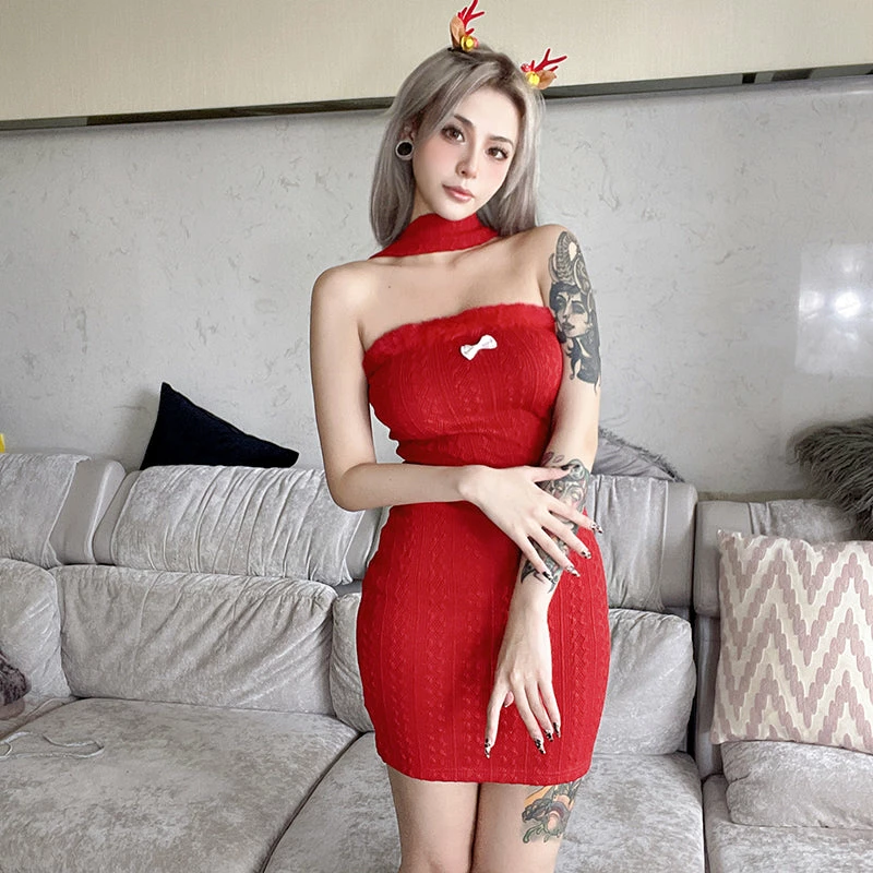 Unzzy Red Christmas Skirt KF82458 2 Unzzy Red Christmas Skirt KF82458