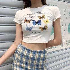 Unzzy Ulzzang Butterfly T-shirt KF81336 10 Unzzy Ulzzang Butterfly T-shirt KF81336