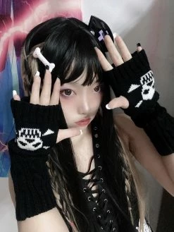 Unzzy Harajuku Dark Skull Gloves KF81818