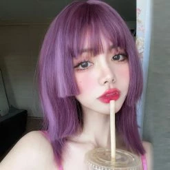 Unzzy HOT SALE PURPLE STRAIGHT WIG KF82245