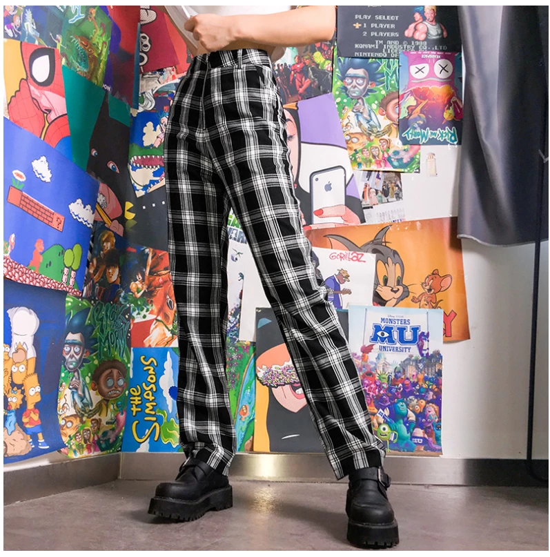 Unzzy Ulzzang Plaid Pants KF90581 HOT SALE 2 Unzzy Ulzzang Plaid Pants KF90581 HOT SALE