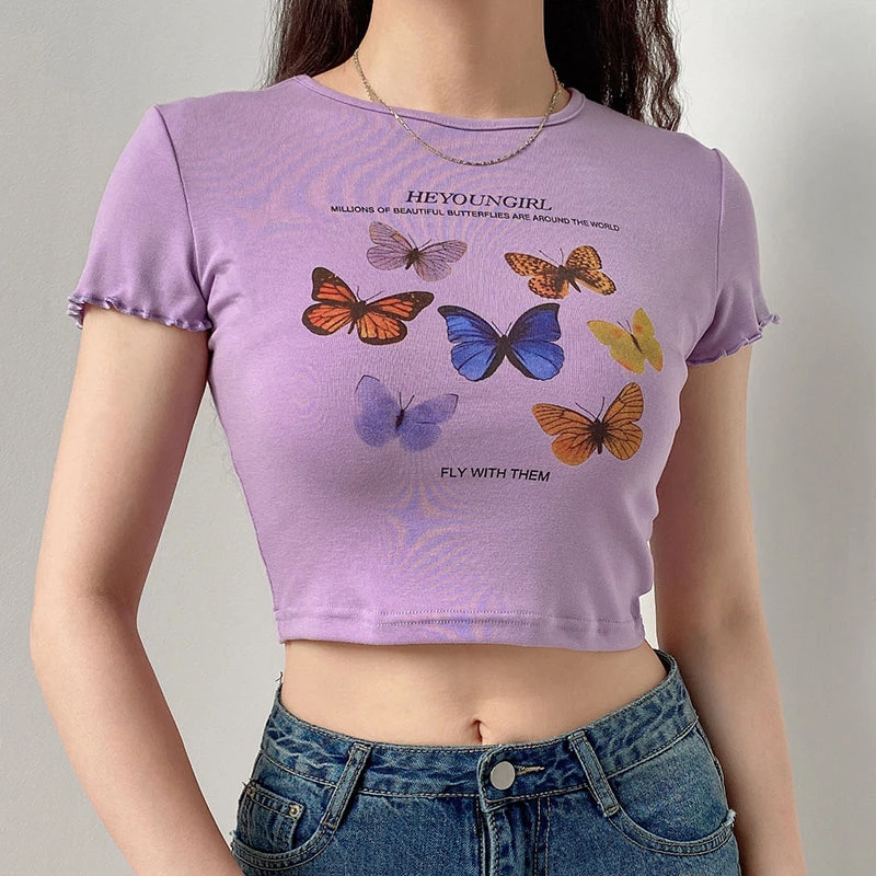 Unzzy Ulzzang Butterfly T-shirt KF81336 3 Unzzy Ulzzang Butterfly T-shirt KF81336