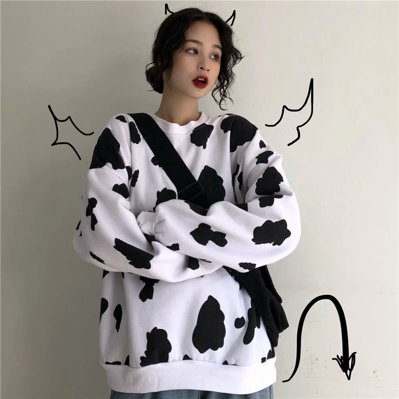 Unzzy HOT SALE Ulzzang Cow Sweatshirt KF9209 2 Unzzy HOT SALE Ulzzang Cow Sweatshirt KF9209