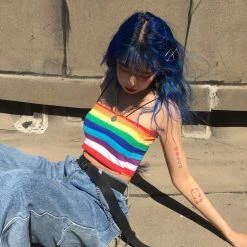 Unzzy Rainbow Striped Vest KF81153 HOT SALE