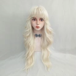 Unzzy HOT SALE Milky White Golden Long Curly Wig KF82144 16 Unzzy HOT SALE Milky White Golden Long Curly Wig KF82144
