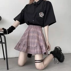 Unzzy HOT SALE Vintage Plaid Skirt KF90435