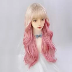 Unzzy HOT SALE Lolita Gold Powder Long Curly Hair Wig KF82428