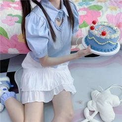 Unzzy HOT SALE Chic Puff Sleeve Shirt KF82754