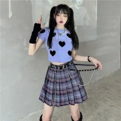 Unzzy HOT SALE Dark Punk Pleated Skirt KF82213