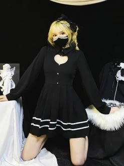 Unzzy HOT SALE Sweet And Sexy Heart Hollow Out Dress KF1066