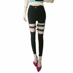 Unzzy High Waist Lace-up Pants KF9147 HOT SALE