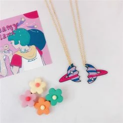 Unzzy Couple Planet Necklace (two) KF9581 HOT SALE