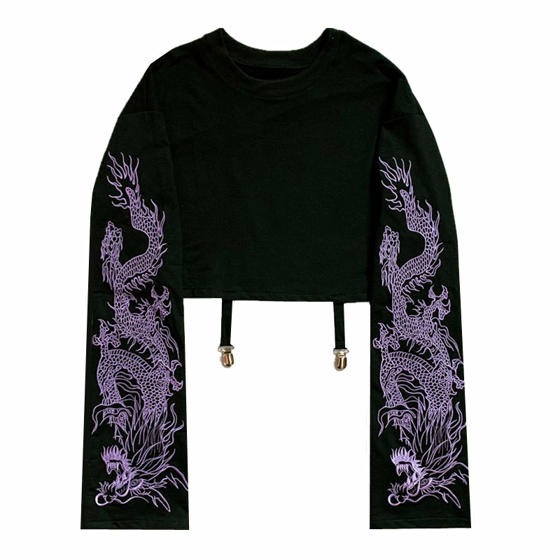 Unzzy HOT SALE Dark Wind Embroidered Dragon Style Short Sleeves KF82163 7 Unzzy HOT SALE Dark Wind Embroidered Dragon Style Short Sleeves KF82163