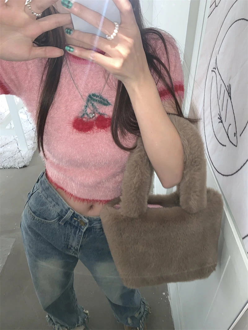 Unzzy Cherry Soft Waxy Knitted Blouse KF82573 4 Unzzy Cherry Soft Waxy Knitted Blouse KF82573