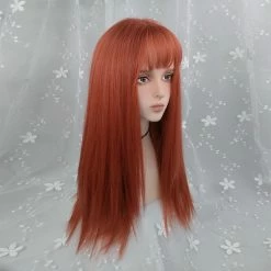 Unzzy HOT SALE Stylish Long Orange Straight Hair KF81065