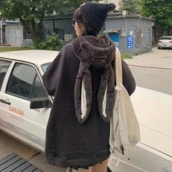 Unzzy HOT SALE Black Plus Velvet Rabbit Sweatshirt Hoodie KF81008