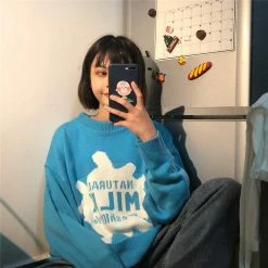 Unzzy Harajuku Blue Sweater KF9485 HOT SALE