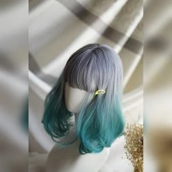 Unzzy HOT SALE BLUE GREEN GRADIENT WIG KF9483