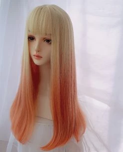 Unzzy Orange Long Straight Wig KF81411 13 Unzzy Orange Long Straight Wig KF81411