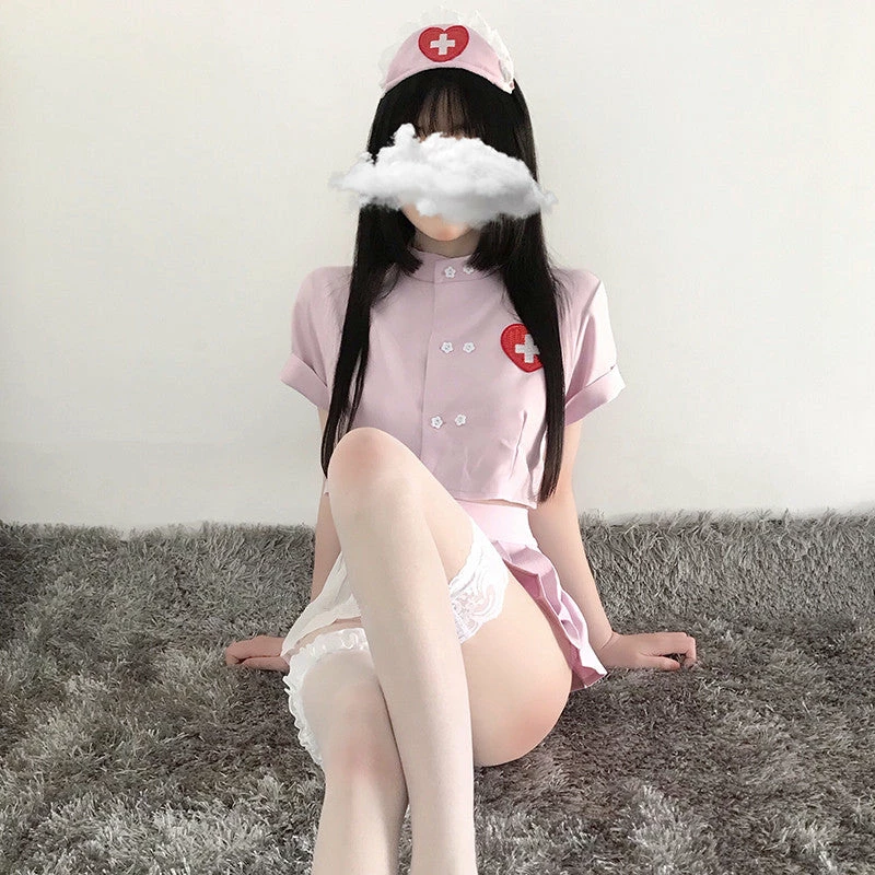 Unzzy Nurse Pleated Skirt Suit KF82018 HOT SALE 3 Unzzy Nurse Pleated Skirt Suit KF82018 HOT SALE