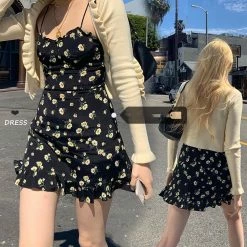 Unzzy HOT SALE Vintage Black Slip Dress KF82792