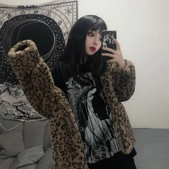 Unzzy Plush Leopard Coat KF9544 HOT SALE