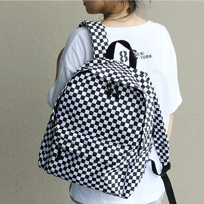 Unzzy Ulzzang Check Backpack KF81506 1 Unzzy Ulzzang Check Backpack KF81506