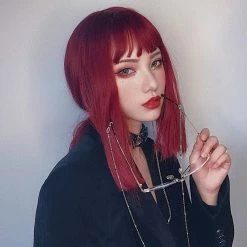 Unzzy Medium Long Wine Red Wig KF908022