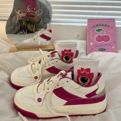 Unzzy Strawberry Pink White Shoes KF82707 HOT SALE