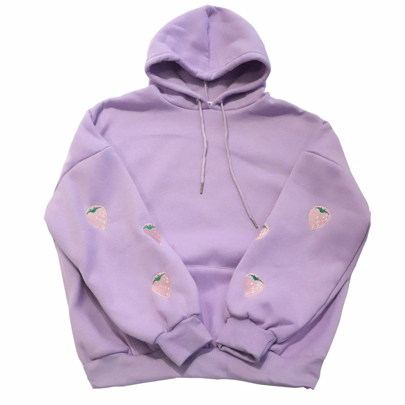 Unzzy Strawberry Embroidered Sweatshirt KF90024 5 Unzzy Strawberry Embroidered Sweatshirt KF90024