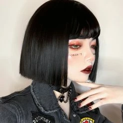 Unzzy HOT SALE Black Short Straight Wig KF81732