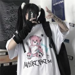 Unzzy HOT SALE Vintage Bear Print Short Sleeves KF90784