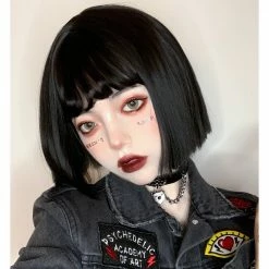 Unzzy HOT SALE Black Short Straight Wig KF81732