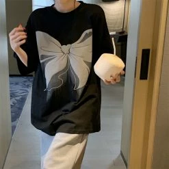 Unzzy HOT SALE Harajuku Bow Print Short Sleeves KF30290