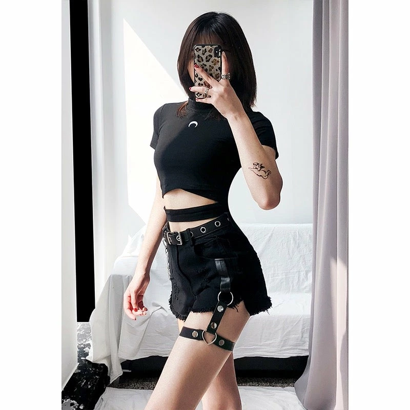 Unzzy Punk Black Shorts KF81003 HOT SALE 6 Unzzy Punk Black Shorts KF81003 HOT SALE