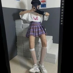 Unzzy Plaid Pleated Skirt KF81658