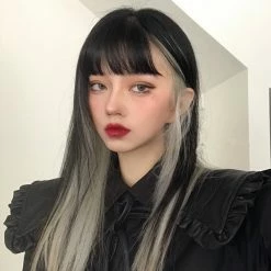 Unzzy HOT SALE HARAJUKU BLACK SILVER WIG KF82643