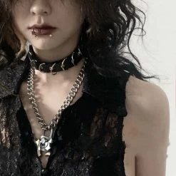 Unzzy Punk Multi-ring Rivet Collar KF82384