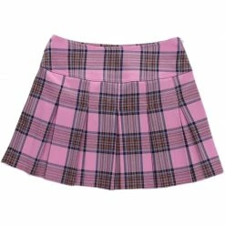 Unzzy HOT SALE Pink Plaid Pleated Skirt KF81903 7 Unzzy HOT SALE Pink Plaid Pleated Skirt KF81903