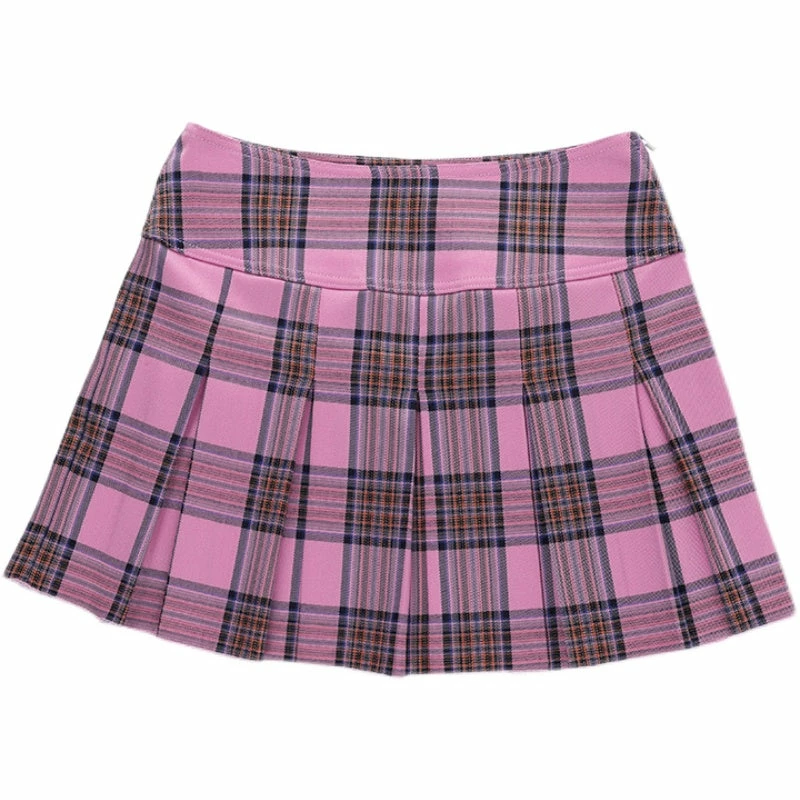 Unzzy HOT SALE Pink Plaid Pleated Skirt KF81903 4 Unzzy HOT SALE Pink Plaid Pleated Skirt KF81903