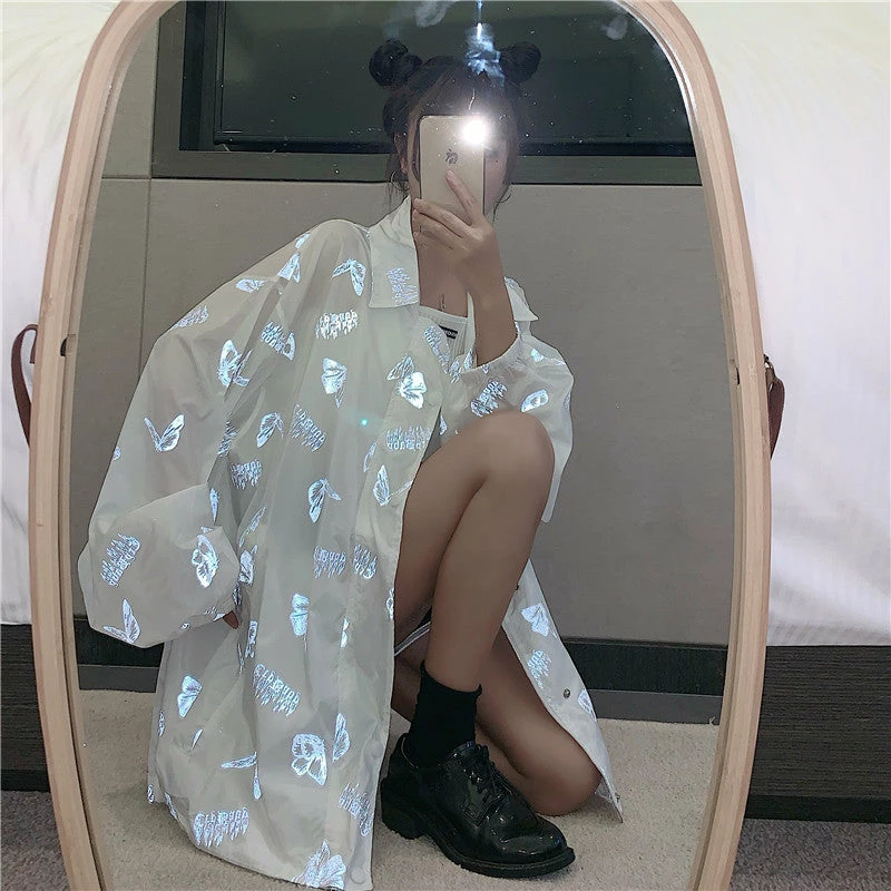 Unzzy HOT SALE Butterfly Reflective Shirt KF81491 1 Unzzy HOT SALE Butterfly Reflective Shirt KF81491